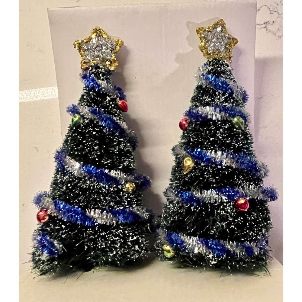 Department 56 Miniature Sisal Christmas Trees with Stars and Ornaments Set of 2